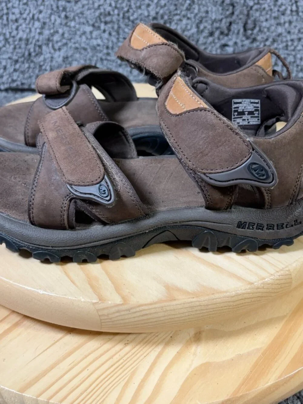 Merrell Strider IV Hiking Sandals Mens Size 7 Brown Leather Outdoor Trail Shoes
